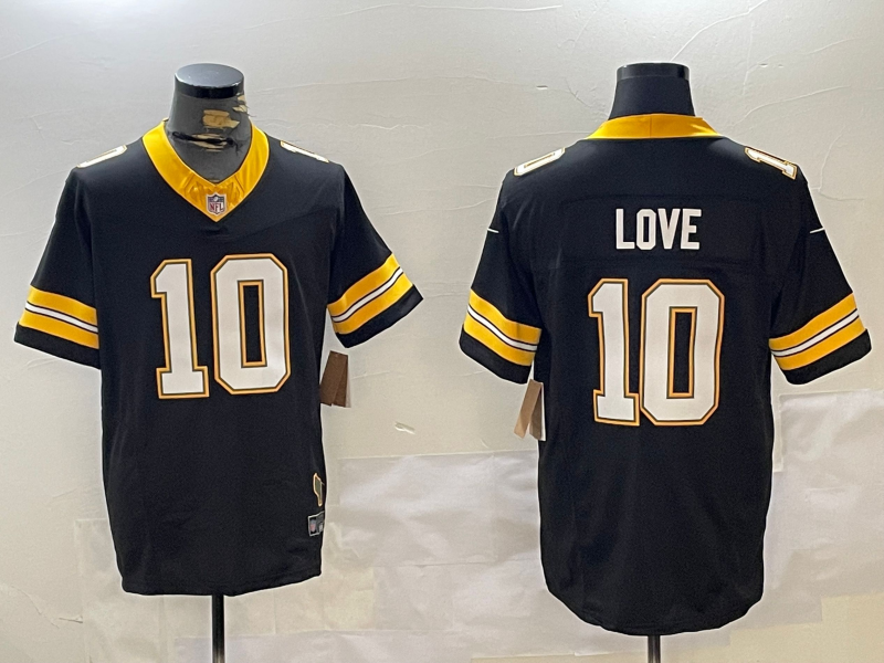 Men's Green Bay Packers Jordan Love #10 Black Jersey